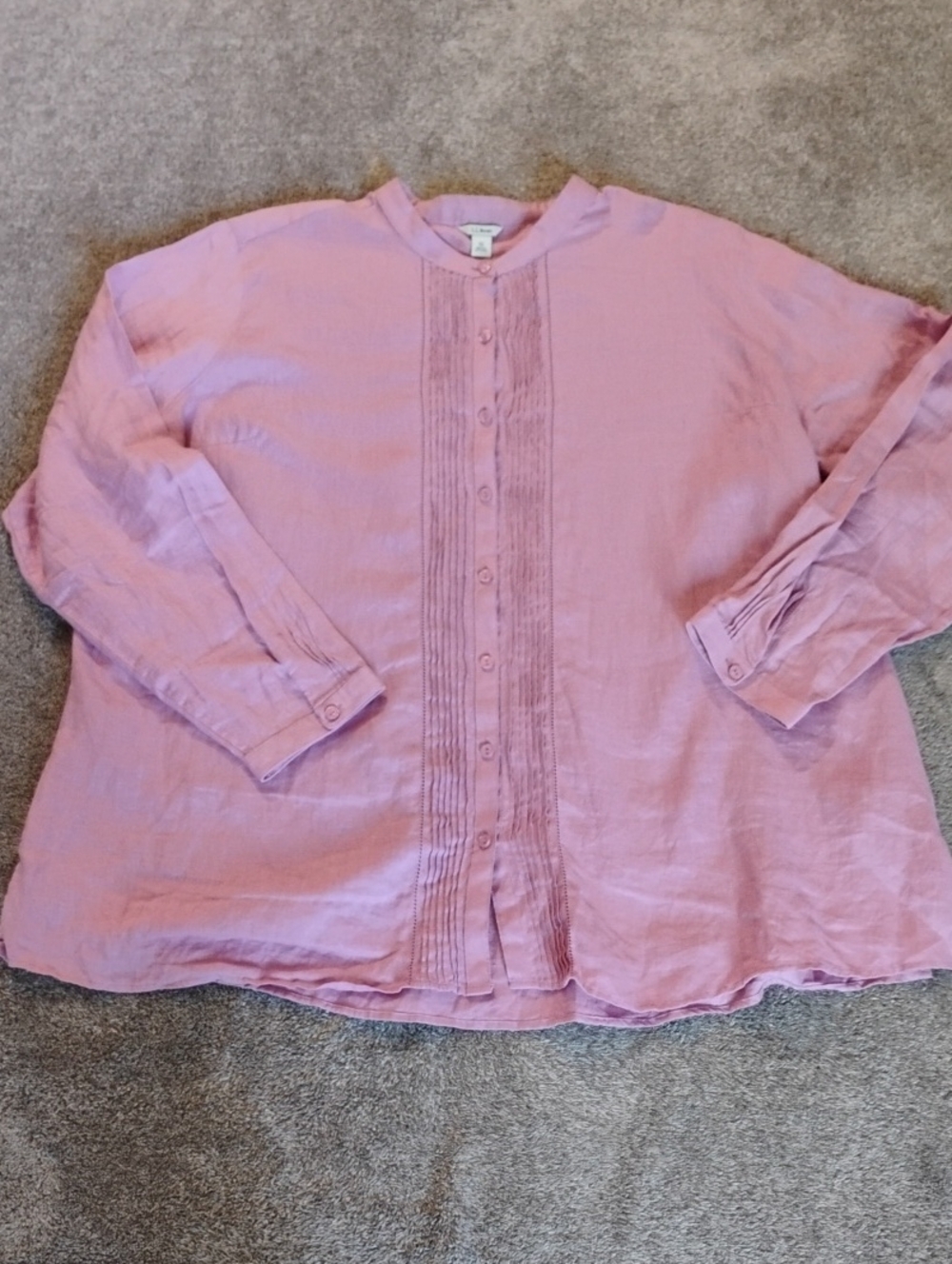 L. L. Bean Linen Button Down Pintuck Shirt